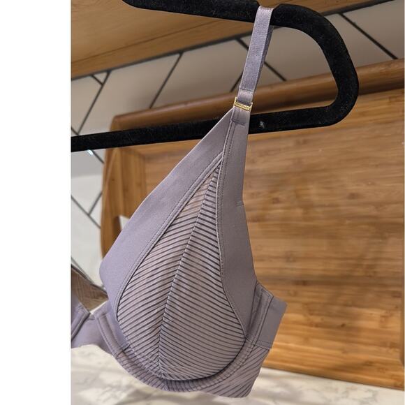 THIRDLOVE - 24/7 SHADOW STRIPE PLUNGE BRA size 34C 1/2 purple - Picture 2 of 6